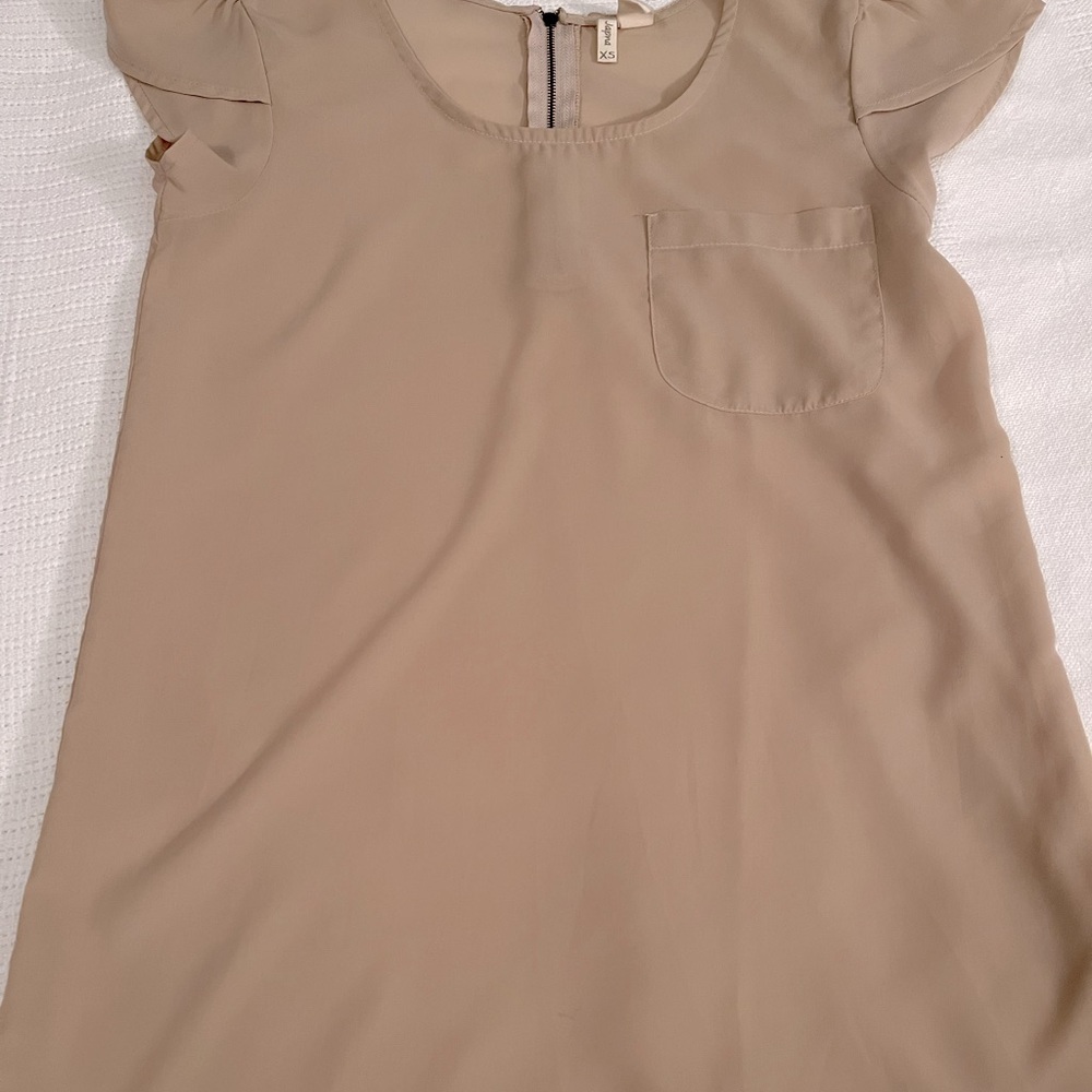 Silky dress shirt with adorable cap sleeves